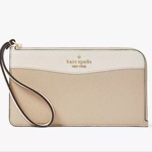 Kate Spade NWT Lucy Colorblock Pebbled Leather Medium L-zip Wristlet